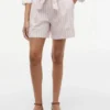 Stripete linen-blend shorts with belt