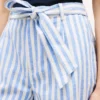 Stripete linen-blend shorts with belt
