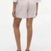 Stripete linen-blend shorts with belt