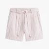 Stripete linen-blend shorts with belt