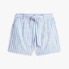 Stripete linen-blend shorts with belt