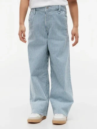 Stripete pull-on-Jeans med vid benvidde for barn