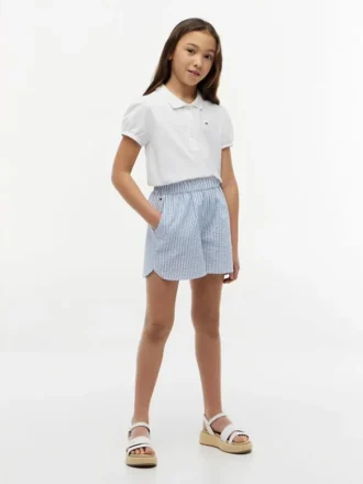 Stripete seersucker-shorts for barn