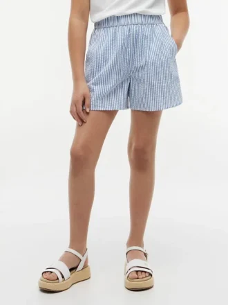 Stripete seersucker-shorts for barn