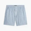 Stripete shorts i bomulls- og linblanding, 7″