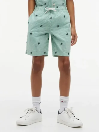Stripete shorts med monogramlogo for barn