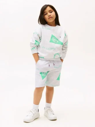 Sweatshorts med blandet logo over hele for barn