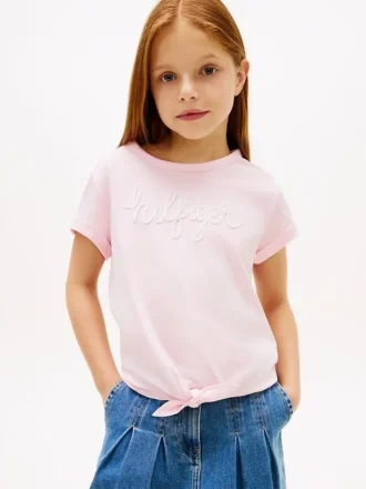 T-skjorte med Hilfiger-logo og snøring foran for barn
