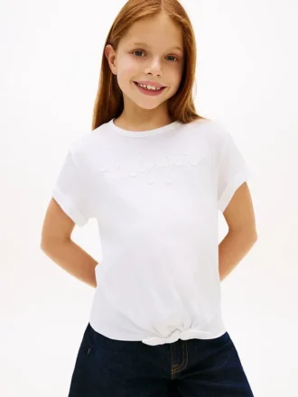 T-skjorte med Hilfiger-logo og snøring foran for barn