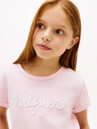 T-skjorte med Hilfiger-logo og snøring foran for barn