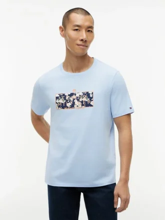 T-skjorte med tropisk blomsterlogo