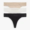 Tanga med blonder, 3-pak
