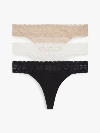 Tanga med blonder, 3-pak
