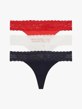 Tanga med blonder, 3-pakning