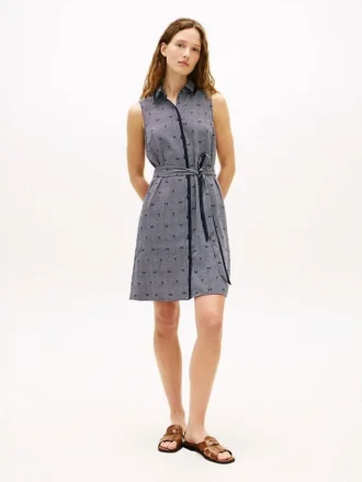 TH Grid Print Crepe skjortekjole med belte