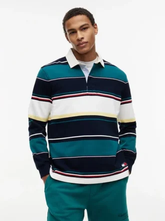 Tommy Jeans avslappet stripet rugby-polo