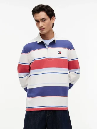 Tommy Jeans avslappet stripet rugby-polo