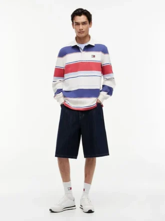 Tommy Jeans avslappet stripet rugby-polo