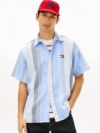 Tommy Jeans avslappet stripete dobby-skjorte