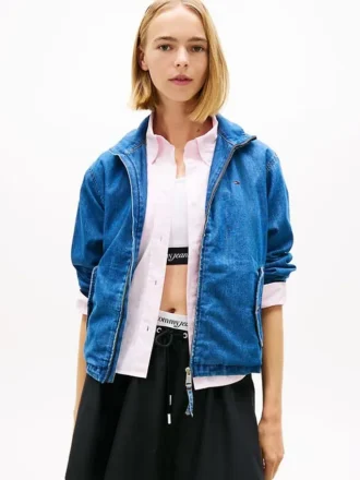 Tommy Jeans Chambray-jakke med glidelås