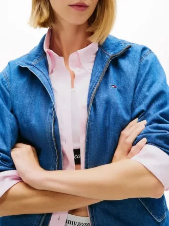 Tommy Jeans Chambray-jakke med glidelås