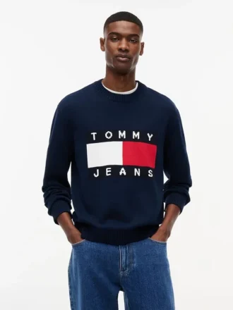 Tommy Jeans genser med flagglogo og rund hals