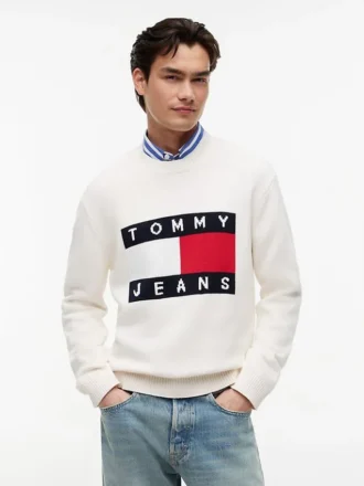 Tommy Jeans genser med flagglogo og rund hals