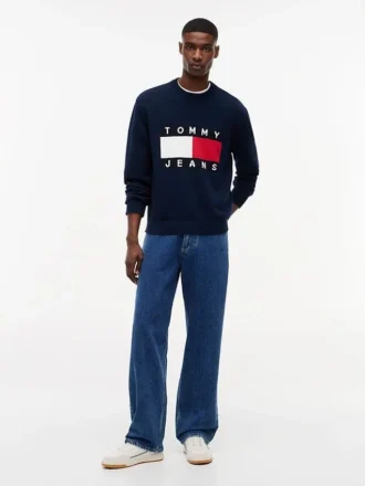 Tommy Jeans genser med flagglogo og rund hals