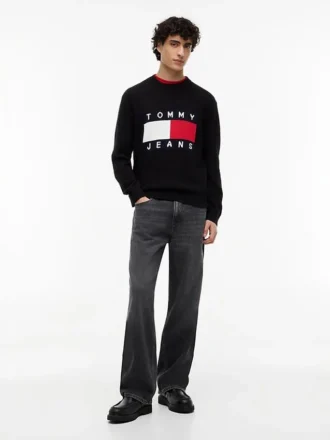 Tommy Jeans genser med flagglogo og rund hals