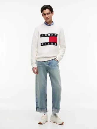 Tommy Jeans genser med flagglogo og rund hals