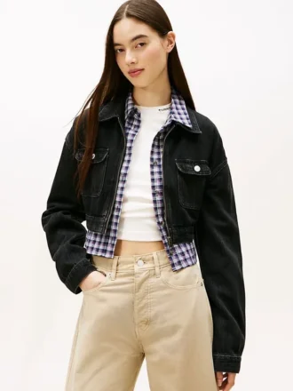 Tommy Jeans kort denimjakke med glidelås