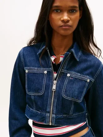 Tommy Jeans kort denimjakke med glidelås