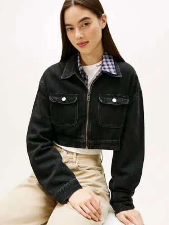 Tommy Jeans kort denimjakke med glidelås