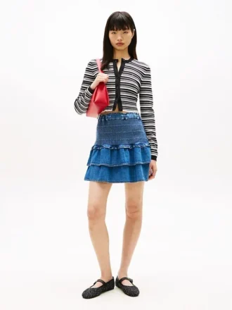 Tommy Jeans lagdelt chambray-miniskjørt