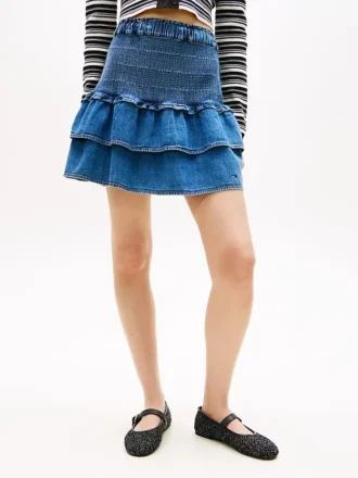 Tommy Jeans lagdelt chambray-miniskjørt