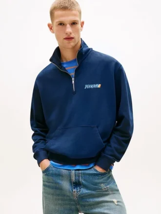 Tommy Jeans-logo-genser med kvart glidelås