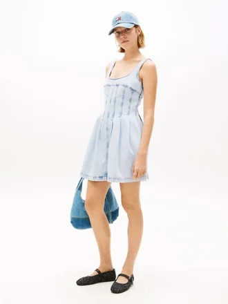 Tommy Jeans plissert denimminikjole