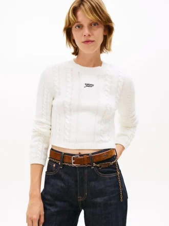 Tommy Jeans Script Cable Knit Sweater