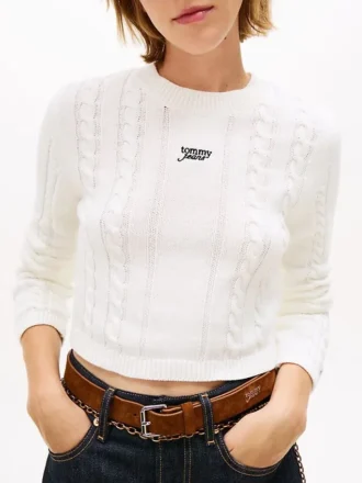 Tommy Jeans Script Cable Knit Sweater