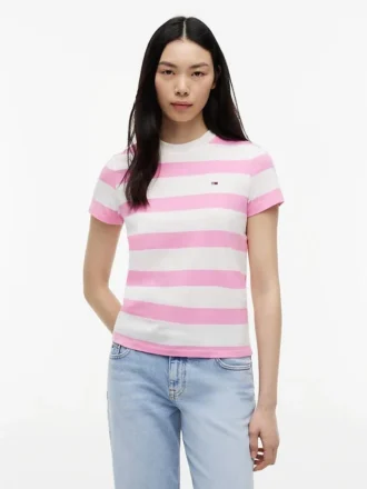 Tommy Jeans T-skjorte med rugbystriper