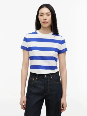 Tommy Jeans T-skjorte med rugbystriper