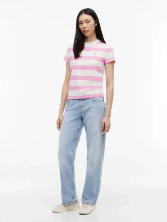 Tommy Jeans T-skjorte med rugbystriper