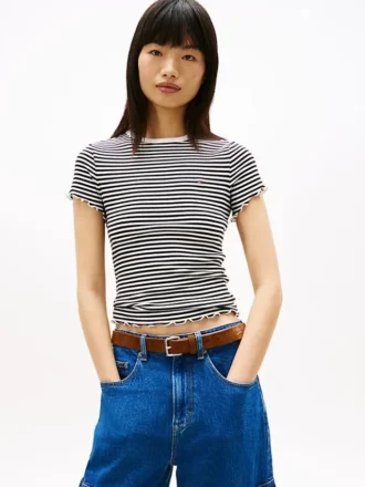 Tommy Jeans T-skjorte med rynket kant