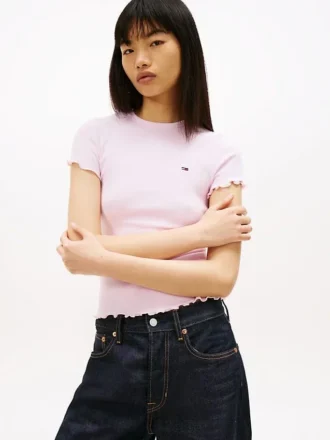 Tommy Jeans T-skjorte med rynket kant
