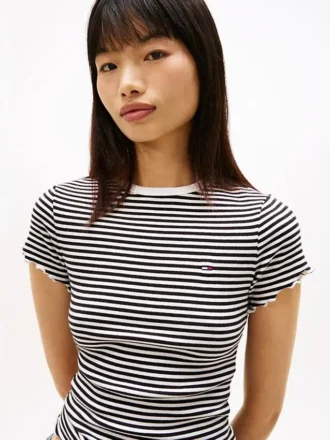 Tommy Jeans T-skjorte med rynket kant