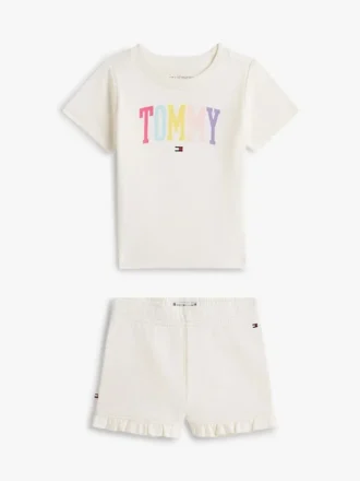 Tommy-logo T-skjorte og shortsett til babyer