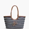 Tote-veske med monogram og bretonske striper