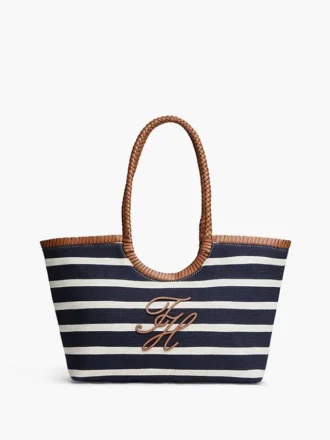 Tote-veske med monogram og bretonske striper