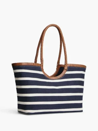 Tote-veske med monogram og bretonske striper