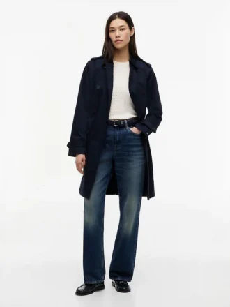 Trenchcoat med dobbeltspent belte